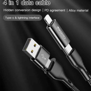 کابل شارژ 4 کاره 60 واتی یسیدو Yesido CA59 Yesido Multi Function Data Cable